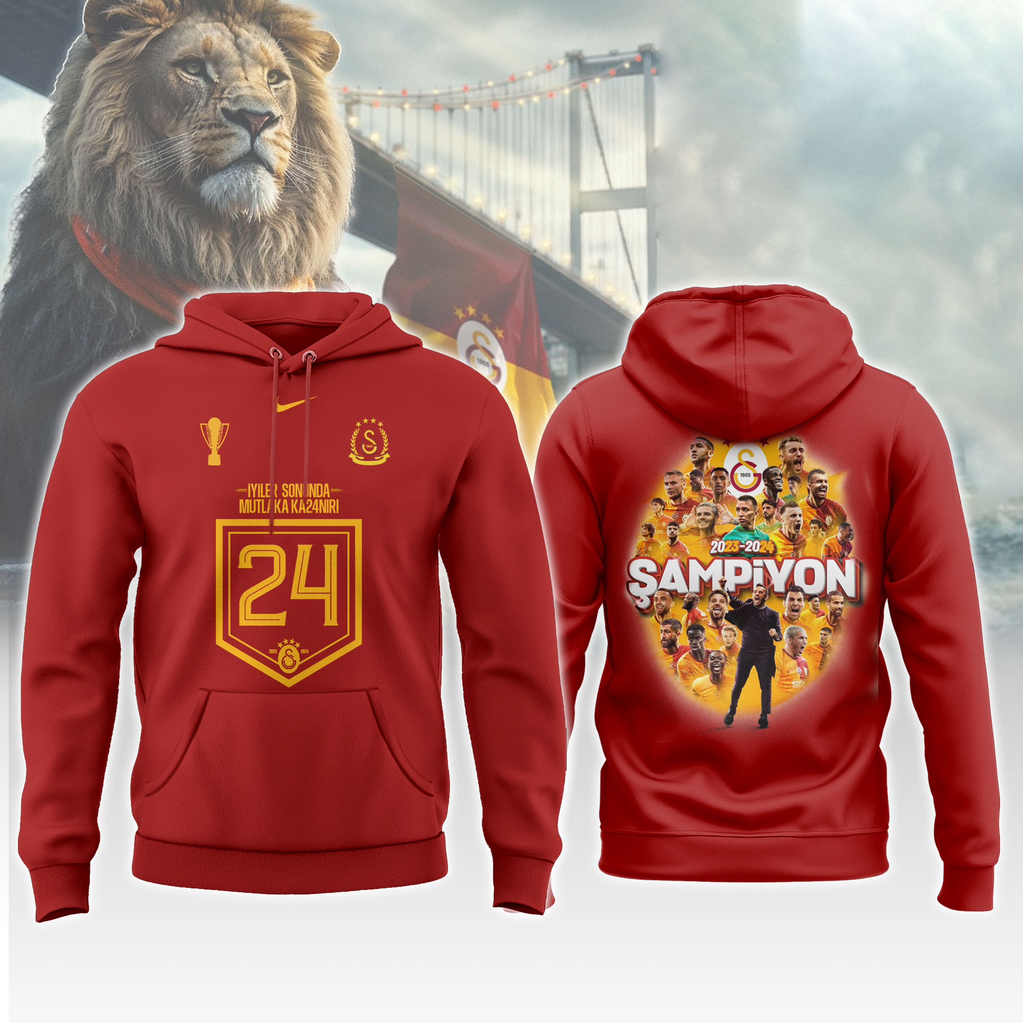 Galatasaray Championship “Iyiler Sonunda Mutlaka Ka24nir” Hoodie - Famjoys Galatasaray Championship “Iyiler Sonunda Mutlaka Ka24nir” Hoodie - Famjoys