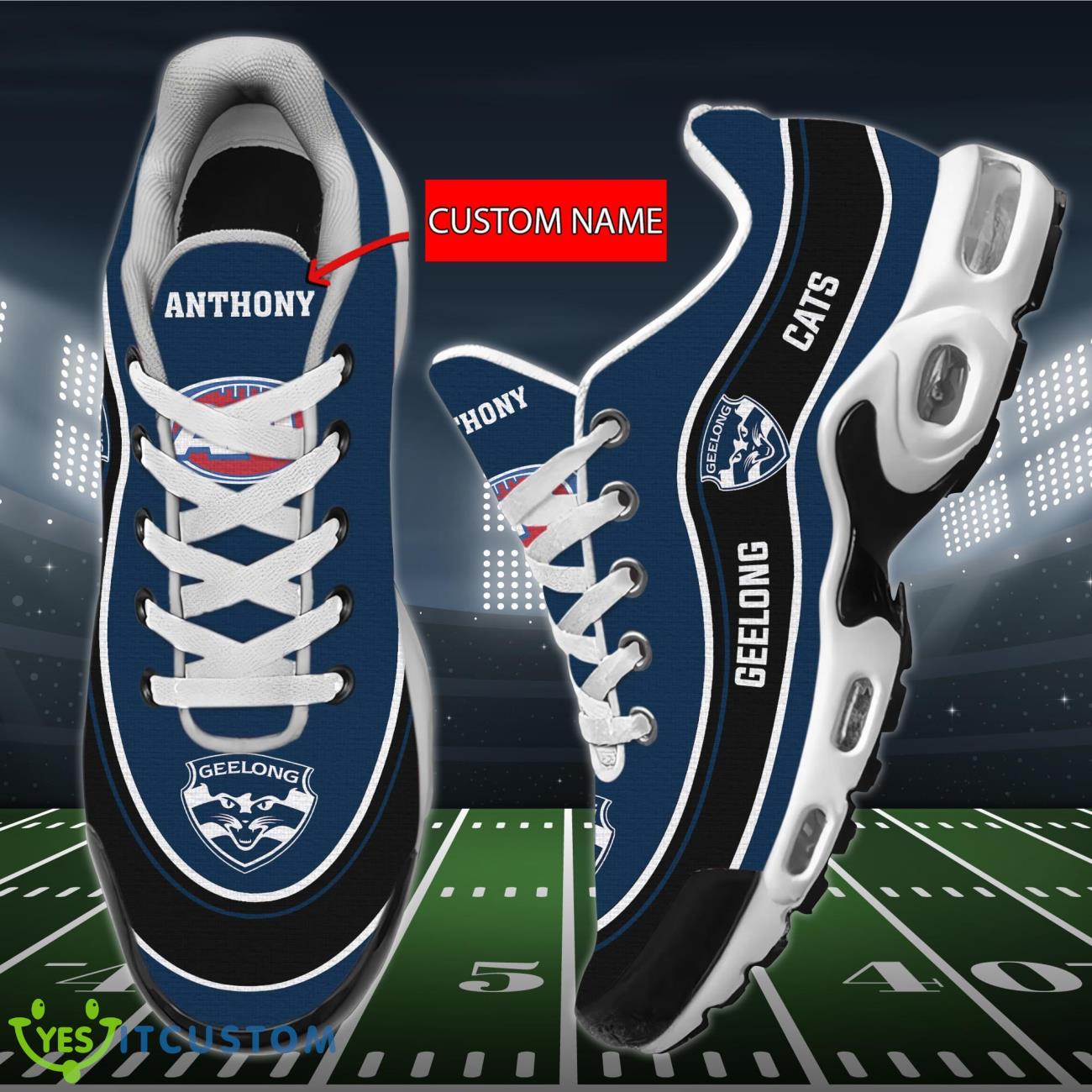 Geelong Cats Personalized Name Air Cushion Sports Shoes Sneaker KLTNS220276 - Famjoys Geelong Cats Personalized Name Air Cushion Sports Shoes Sneaker KLTNS220276 - Famjoys