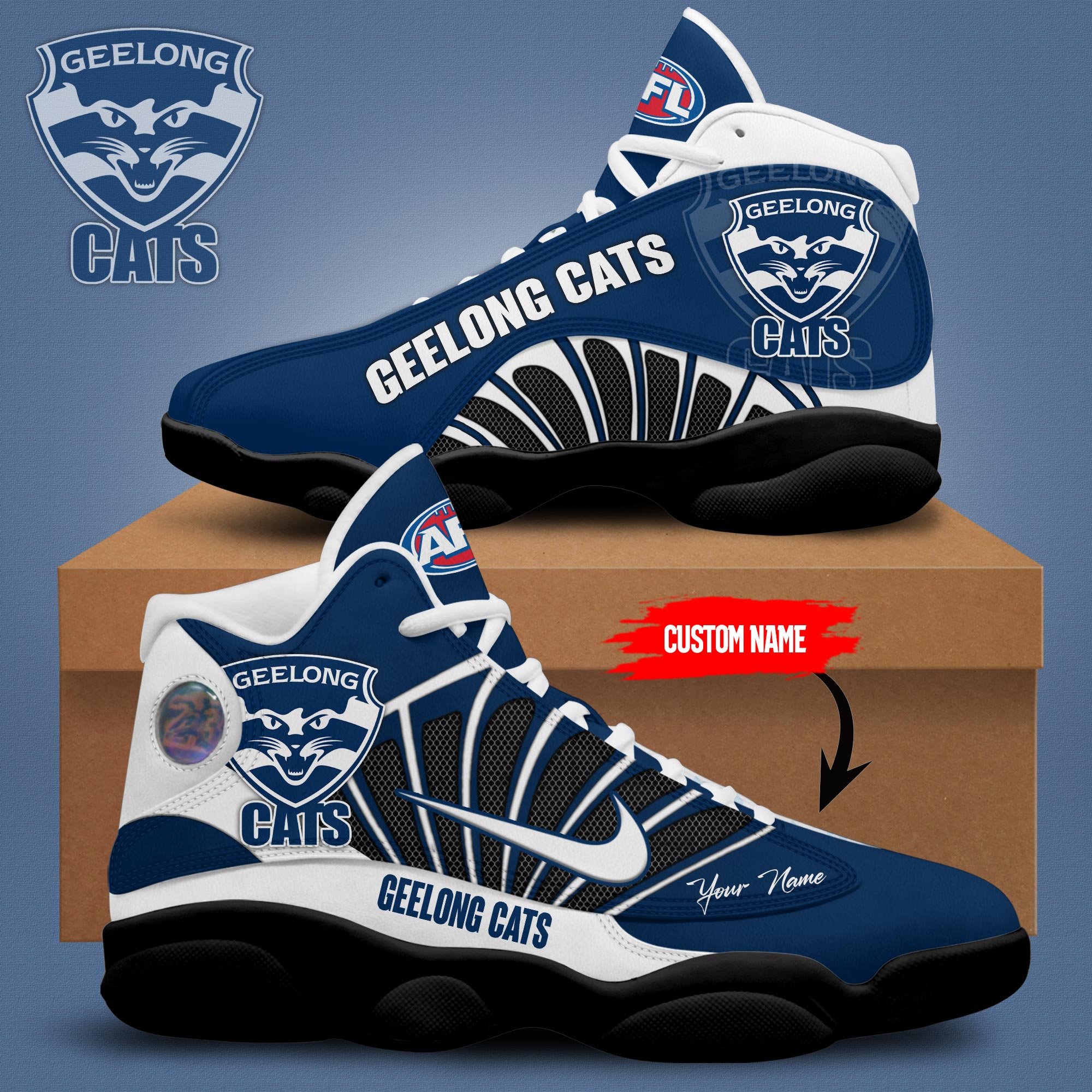 Geelong Cats Personalized Sneakers - Famjoys Geelong Cats Personalized Sneakers - Famjoys