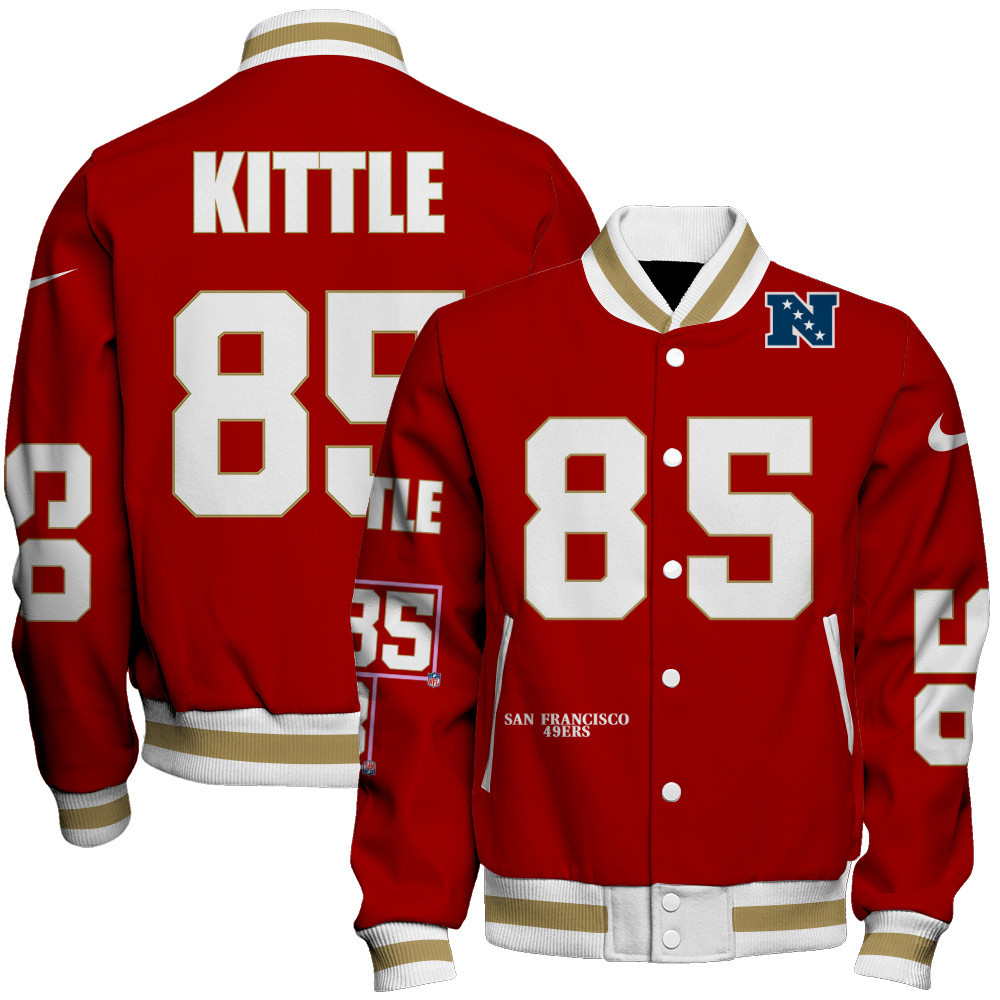George Kittle #85 San Francisco 49ers National Football League Unisex Varsity Jacket - Famjoys George Kittle #85 San Francisco 49ers National Football League Unisex Varsity Jacket - Famjoys