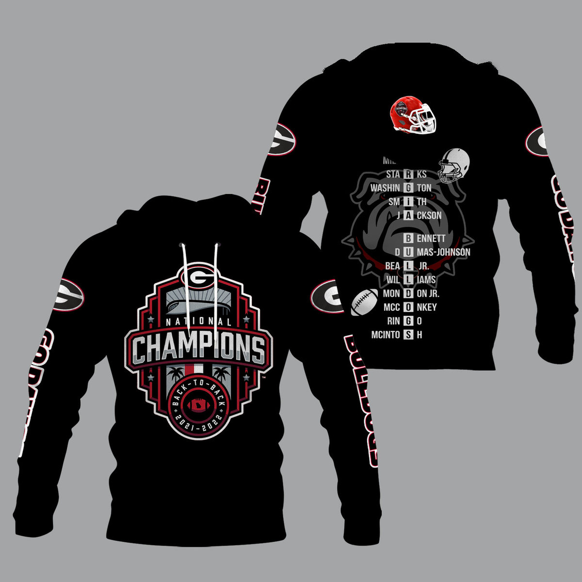 Georgia Bulldogs 2022 National Champions Back To Back Black Shirts - Famjoys Georgia Bulldogs 2022 National Champions Back To Back Black Shirts - Famjoys