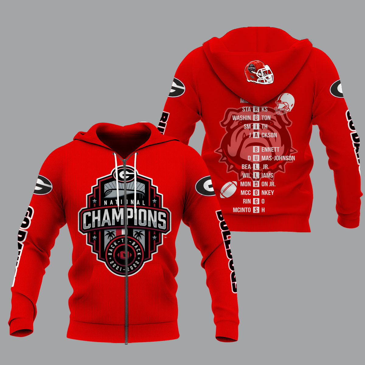 Georgia Bulldogs 2022 National Champions Back To Back Red Shirts - Famjoys Georgia Bulldogs 2022 National Champions Back To Back Red Shirts - Famjoys