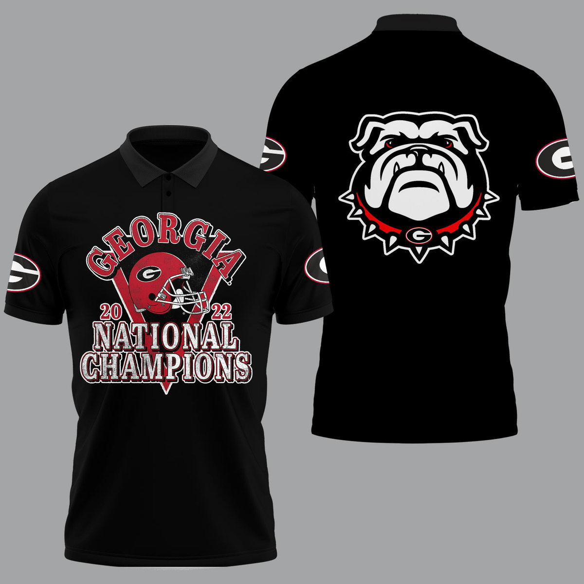 Georgia Bulldogs 2022 National Champions Black Polo Shirt -v15 - Famjoys Georgia Bulldogs 2022 National Champions Black Polo Shirt -v15 - Famjoys