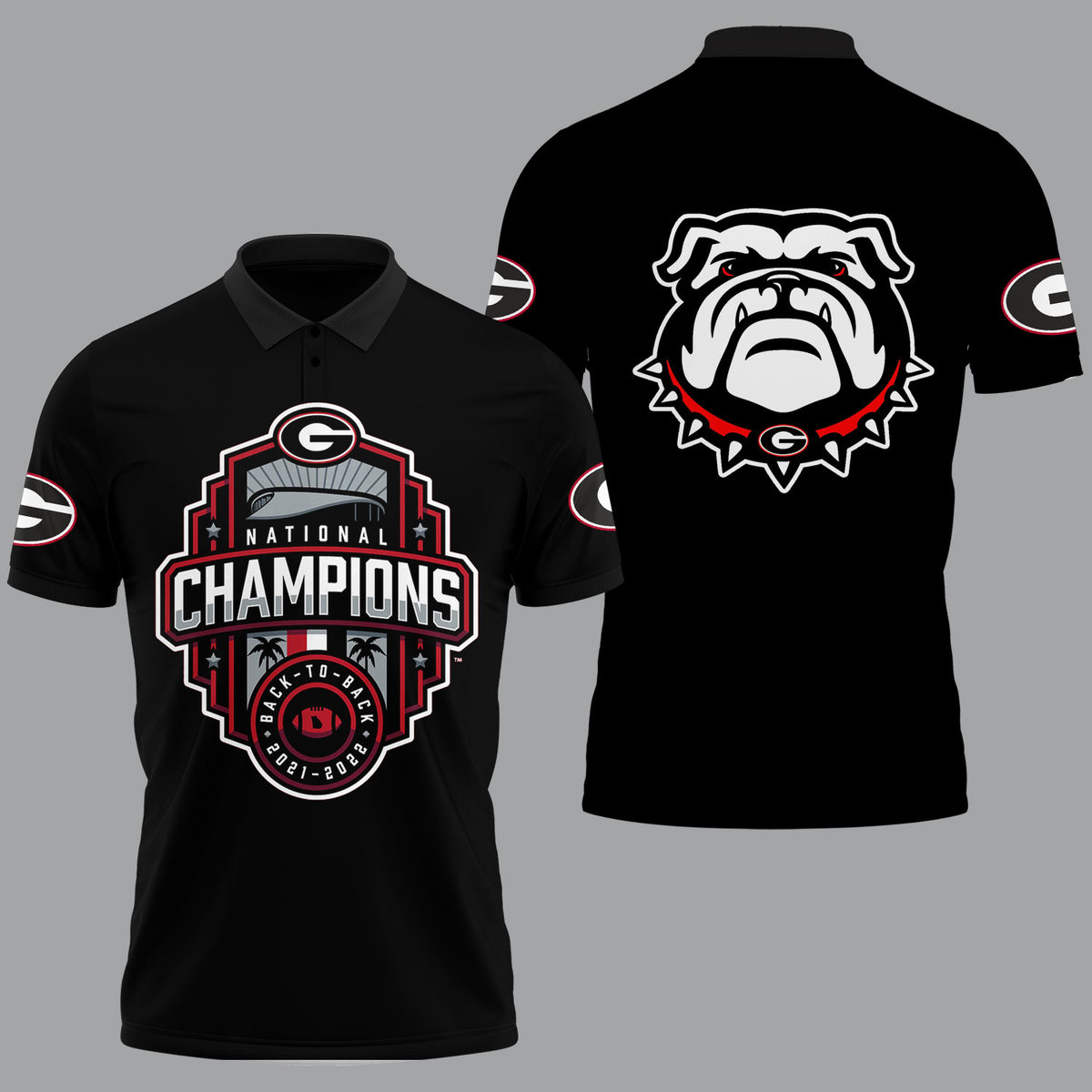 Georgia Bulldogs 2022 National Champions Black Polo Shirt -v16 - Famjoys Georgia Bulldogs 2022 National Champions Black Polo Shirt -v16 - Famjoys