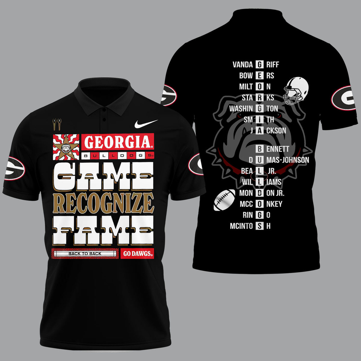 Georgia Bulldogs 2022 National Champions Black Polo Shirt - v4 - Famjoys Georgia Bulldogs 2022 National Champions Black Polo Shirt - v4 - Famjoys