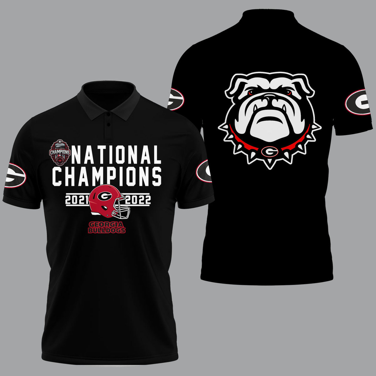 Georgia Bulldogs 2022 National Champions Black Polo Shirt - v9 - Famjoys Georgia Bulldogs 2022 National Champions Black Polo Shirt - v9 - Famjoys