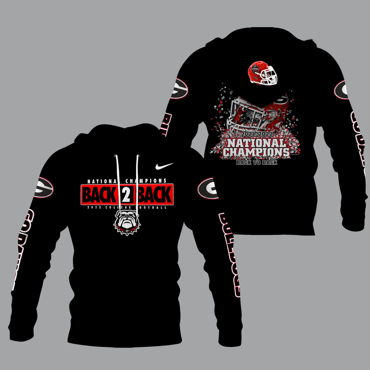 Georgia Bulldogs 2022 National Champions Black Shirts - Back To Back - Famjoys Georgia Bulldogs 2022 National Champions Black Shirts - Back To Back - Famjoys