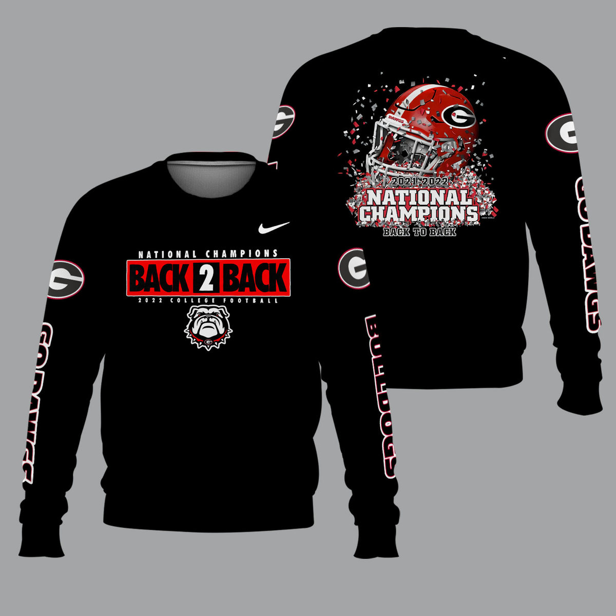 Georgia Bulldogs 2022 National Champions Black Shirts - Back To Back - Famjoys Georgia Bulldogs 2022 National Champions Black Shirts - Back To Back - Famjoys