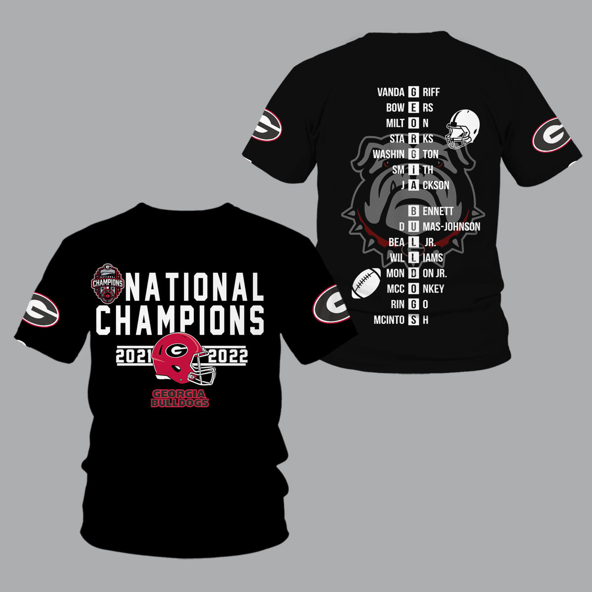 Georgia Bulldogs 2022 National Champions Black Shirts - v10 - Famjoys Georgia Bulldogs 2022 National Champions Black Shirts - v10 - Famjoys