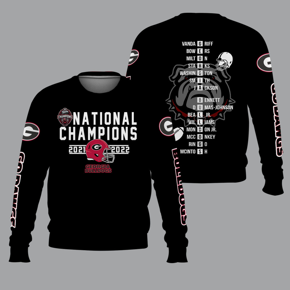 Georgia Bulldogs 2022 National Champions Black Shirts - v10 - Famjoys Georgia Bulldogs 2022 National Champions Black Shirts - v10 - Famjoys