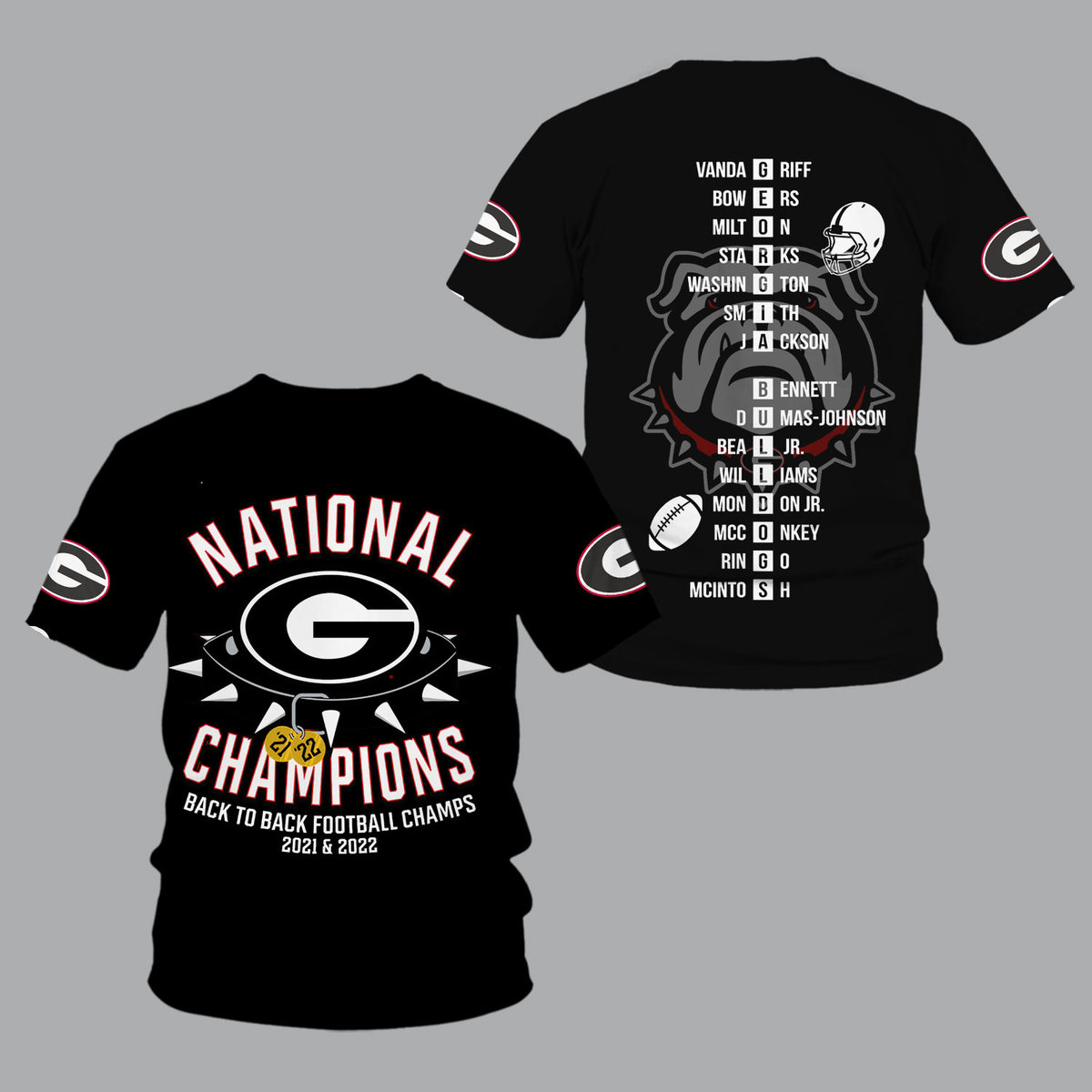 Georgia Bulldogs 2022 National Champions Black Shirts - v11 - Famjoys Georgia Bulldogs 2022 National Champions Black Shirts - v11 - Famjoys