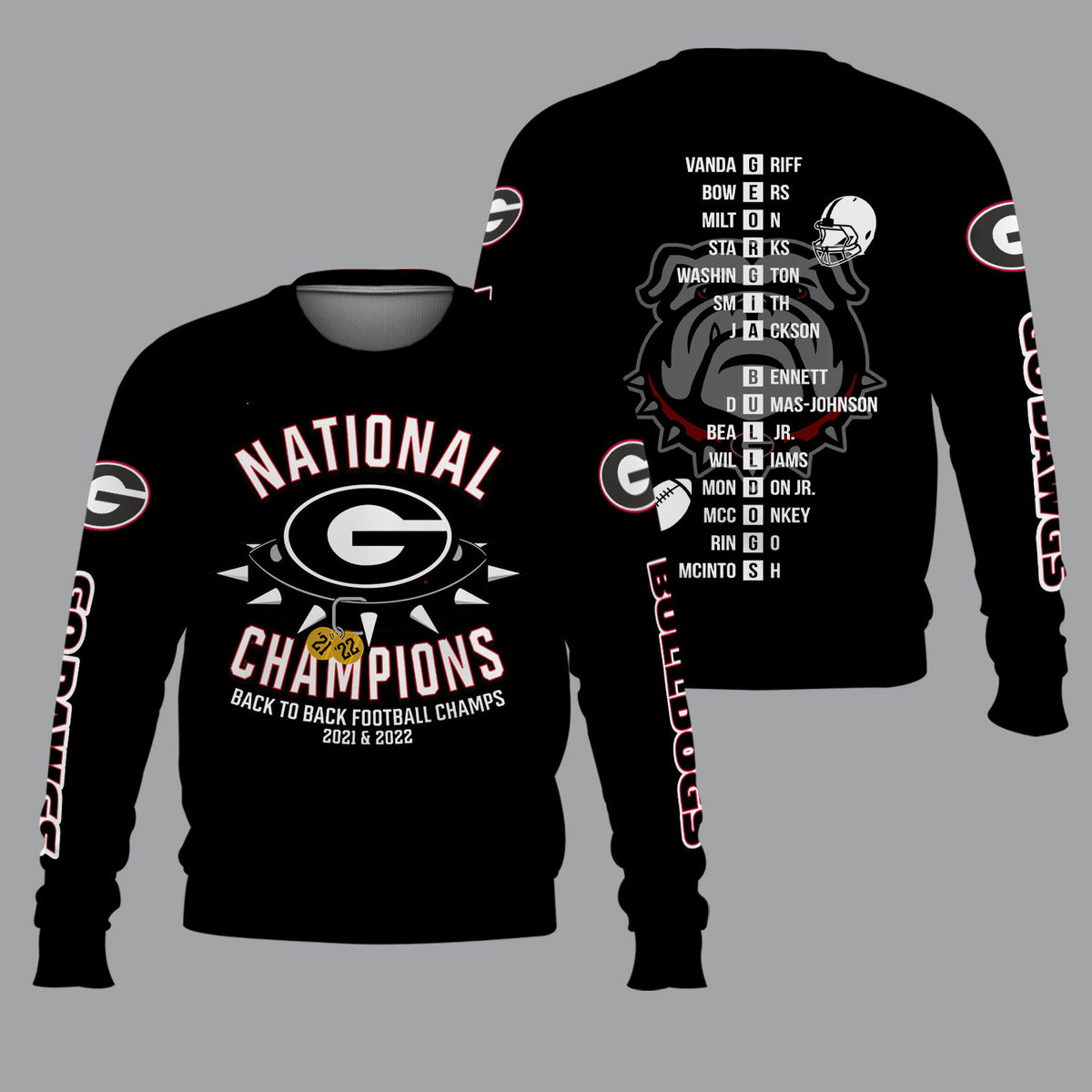 Georgia Bulldogs 2022 National Champions Black Shirts - v11 - Famjoys Georgia Bulldogs 2022 National Champions Black Shirts - v11 - Famjoys