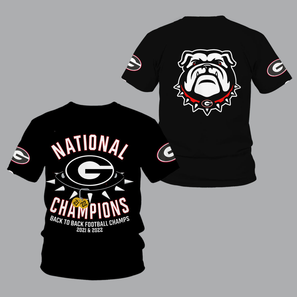 Georgia Bulldogs 2022 National Champions Black Shirts - v17 - Famjoys Georgia Bulldogs 2022 National Champions Black Shirts - v17 - Famjoys