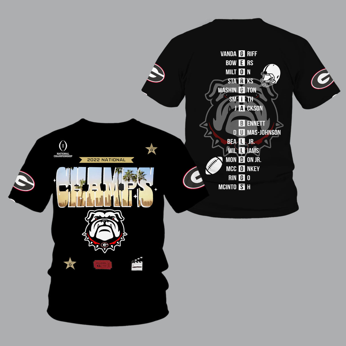Georgia Bulldogs 2022 National Champions Black Shirts - v6 - Famjoys Georgia Bulldogs 2022 National Champions Black Shirts - v6 - Famjoys