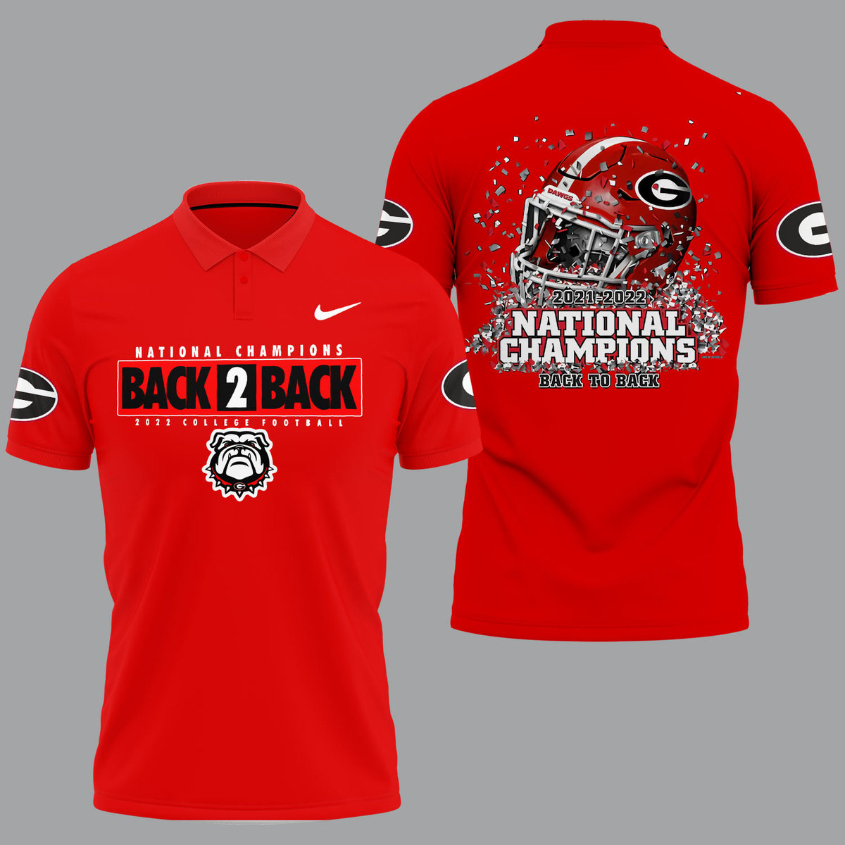 Georgia Bulldogs 2022 National Champions Red Polo Shirt - Back To Back - Famjoys Georgia Bulldogs 2022 National Champions Red Polo Shirt - Back To Back - Famjoys