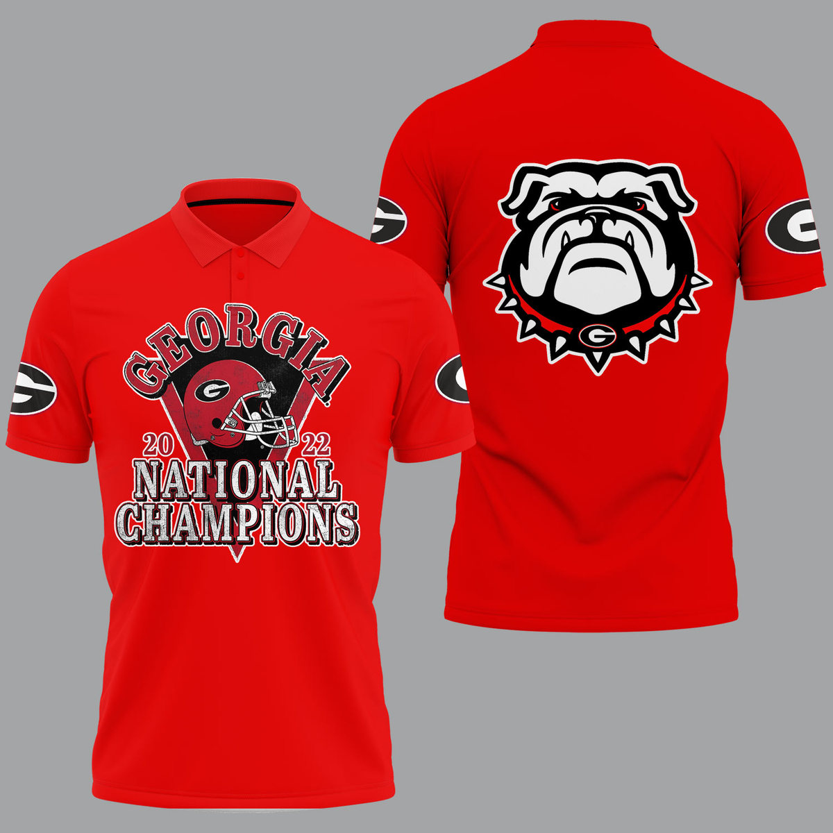 Georgia Bulldogs 2022 National Champions Red Polo Shirt -v15 - Famjoys Georgia Bulldogs 2022 National Champions Red Polo Shirt -v15 - Famjoys