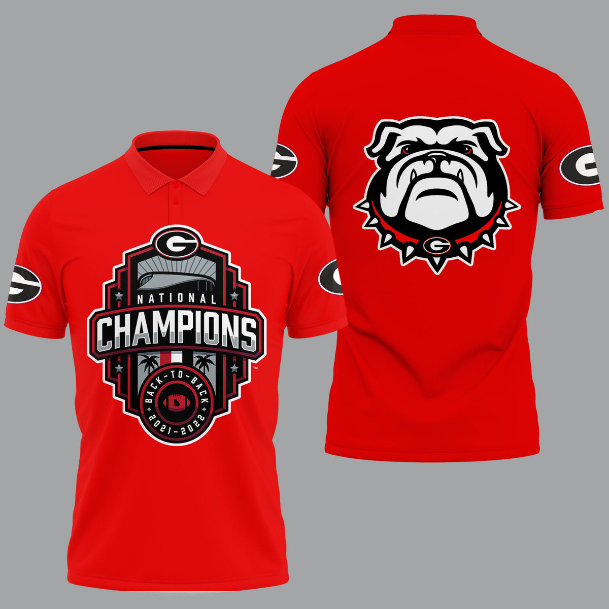 Georgia Bulldogs 2022 National Champions Red Polo Shirt -v16 - Famjoys Georgia Bulldogs 2022 National Champions Red Polo Shirt -v16 - Famjoys
