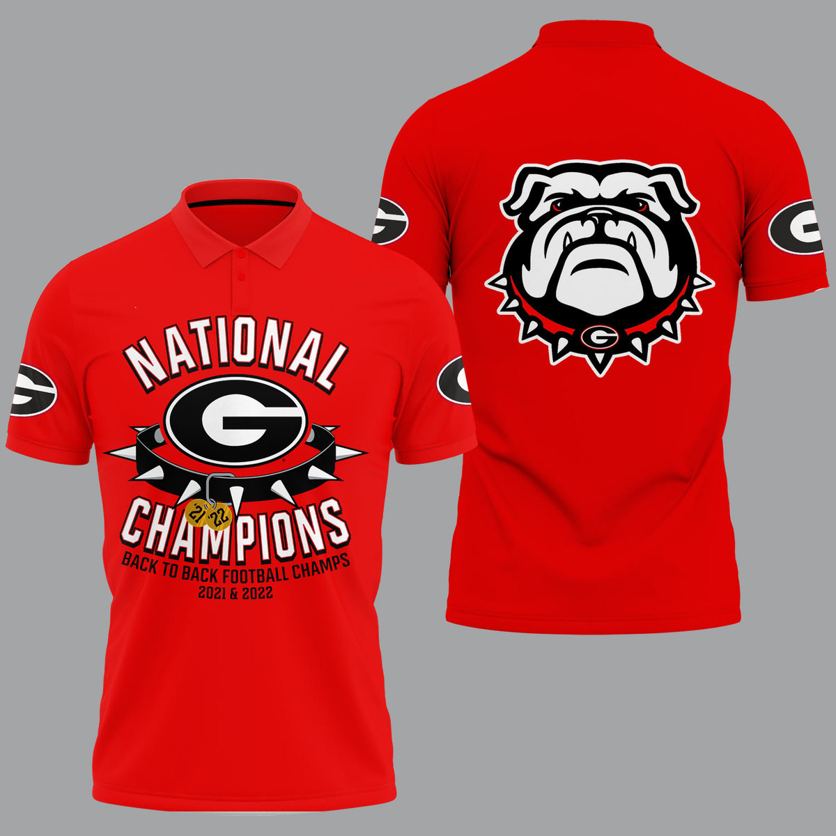 Georgia Bulldogs 2022 National Champions Red Polo Shirt -v17 - Famjoys Georgia Bulldogs 2022 National Champions Red Polo Shirt -v17 - Famjoys