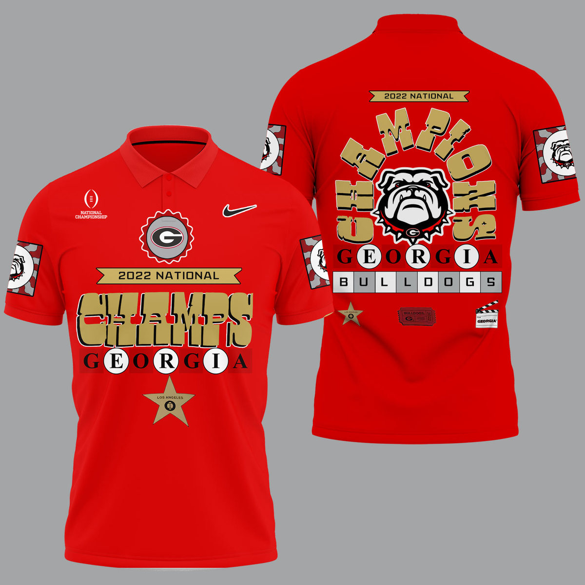 Georgia Bulldogs 2022 National Champions Red Polo Shirt - v5 - Famjoys Georgia Bulldogs 2022 National Champions Red Polo Shirt - v5 - Famjoys