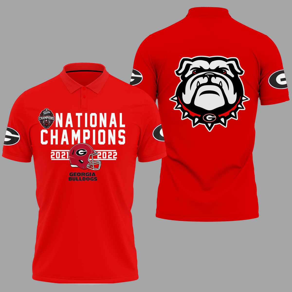 Georgia Bulldogs 2022 National Champions Red Polo Shirt - v9 - Famjoys Georgia Bulldogs 2022 National Champions Red Polo Shirt - v9 - Famjoys