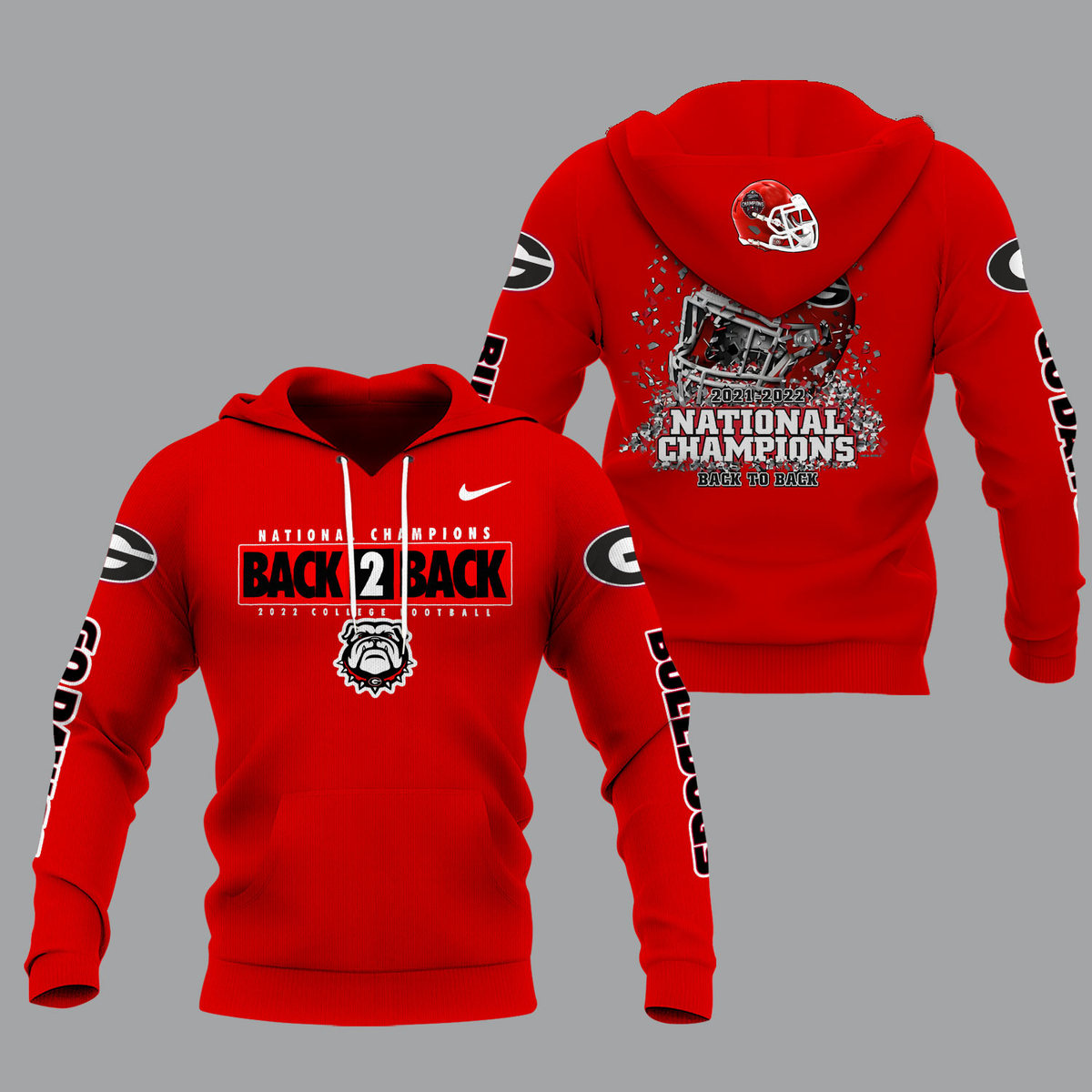 Georgia Bulldogs 2022 National Champions Red Shirts - Back To Back - Famjoys Georgia Bulldogs 2022 National Champions Red Shirts - Back To Back - Famjoys