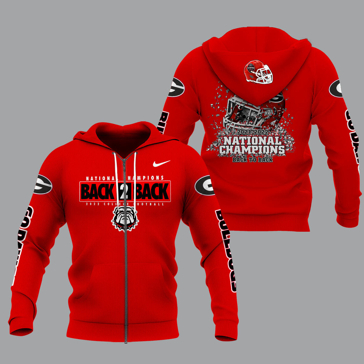 Georgia Bulldogs 2022 National Champions Red Shirts - Back To Back - Famjoys Georgia Bulldogs 2022 National Champions Red Shirts - Back To Back - Famjoys