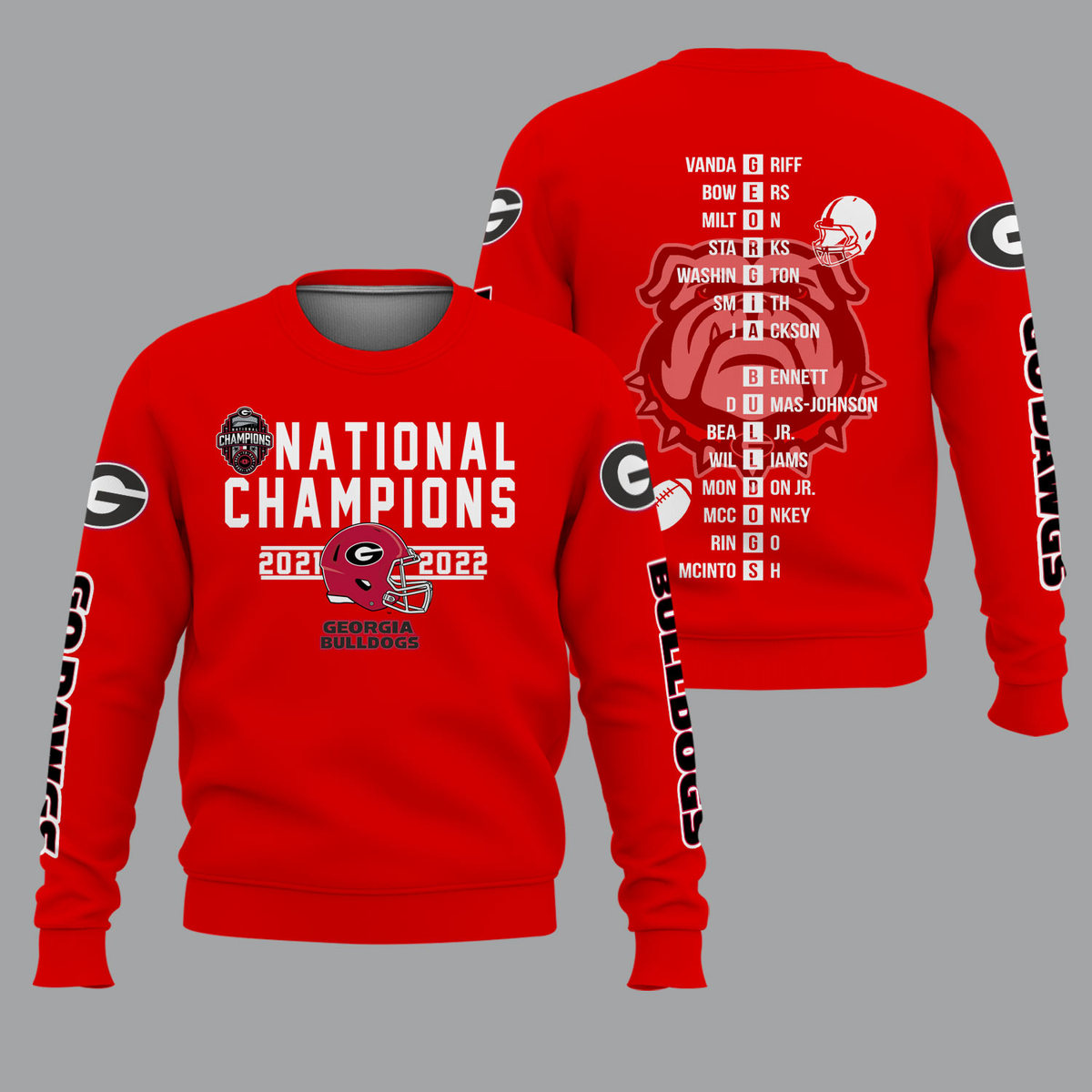 Georgia Bulldogs 2022 National Champions Red Shirts - v10 - Famjoys Georgia Bulldogs 2022 National Champions Red Shirts - v10 - Famjoys