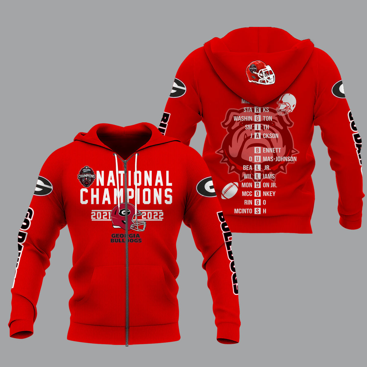 Georgia Bulldogs 2022 National Champions Red Shirts - v10 - Famjoys Georgia Bulldogs 2022 National Champions Red Shirts - v10 - Famjoys