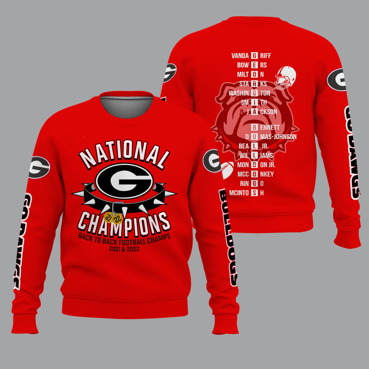 Georgia Bulldogs 2022 National Champions Red Shirts - v11 - Famjoys Georgia Bulldogs 2022 National Champions Red Shirts - v11 - Famjoys