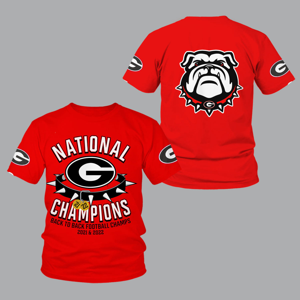 Georgia Bulldogs 2022 National Champions Red Shirts - v17 - Famjoys Georgia Bulldogs 2022 National Champions Red Shirts - v17 - Famjoys