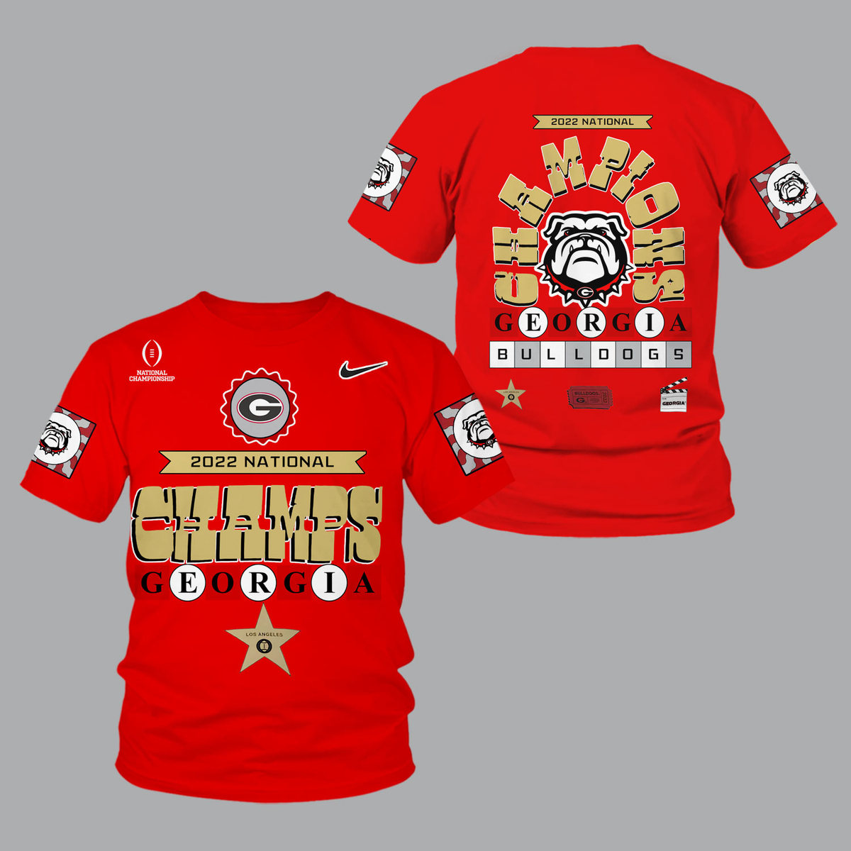 Georgia Bulldogs 2022 National Champions Red Shirts - v5 - Famjoys Georgia Bulldogs 2022 National Champions Red Shirts - v5 - Famjoys