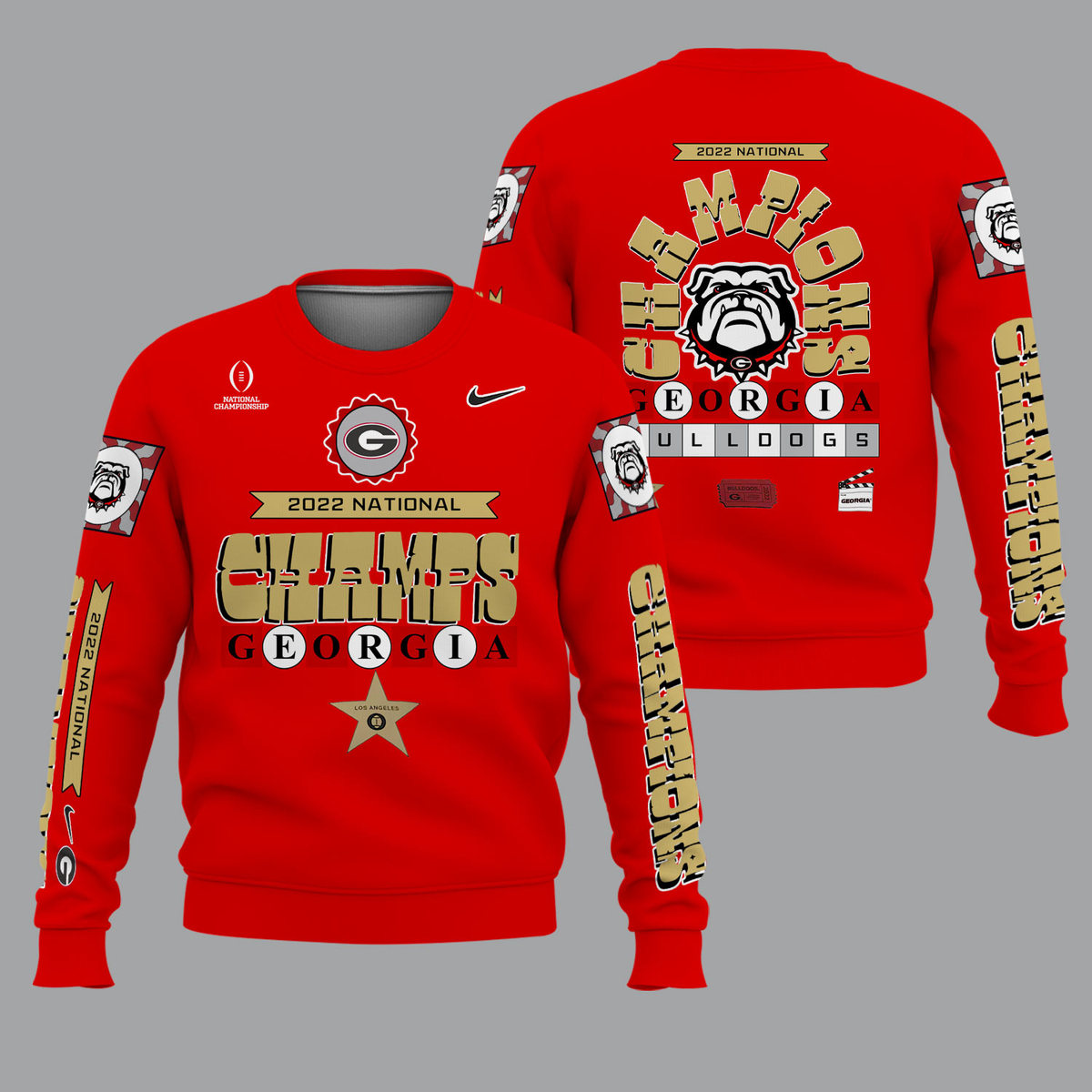 Georgia Bulldogs 2022 National Champions Red Shirts - v5 - Famjoys Georgia Bulldogs 2022 National Champions Red Shirts - v5 - Famjoys