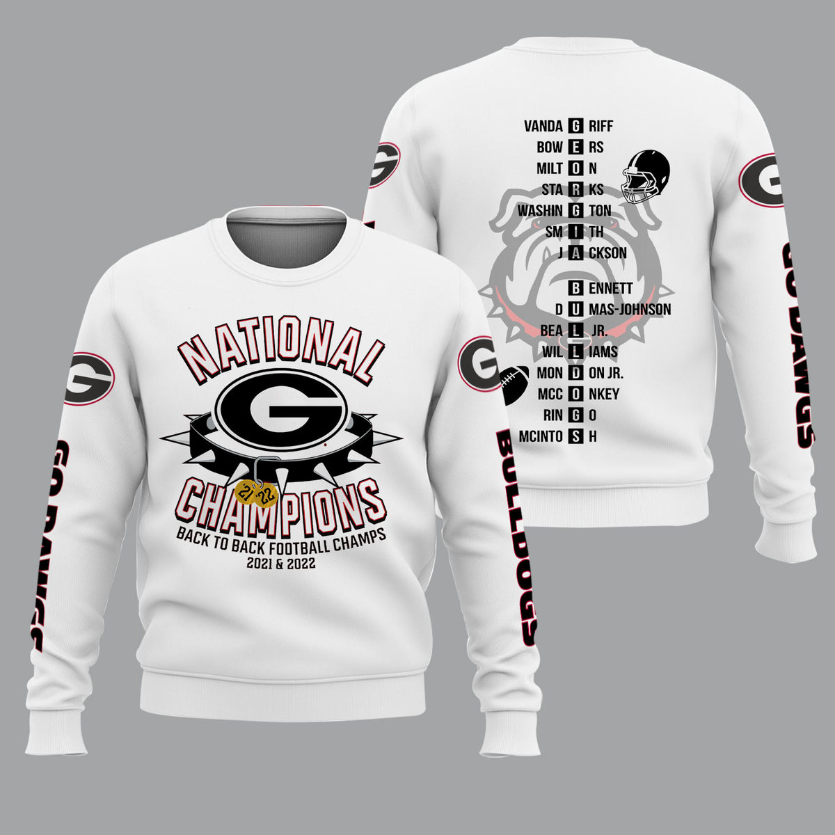 Georgia Bulldogs 2022 National Champions White Shirts - Famjoys Georgia Bulldogs 2022 National Champions White Shirts - Famjoys