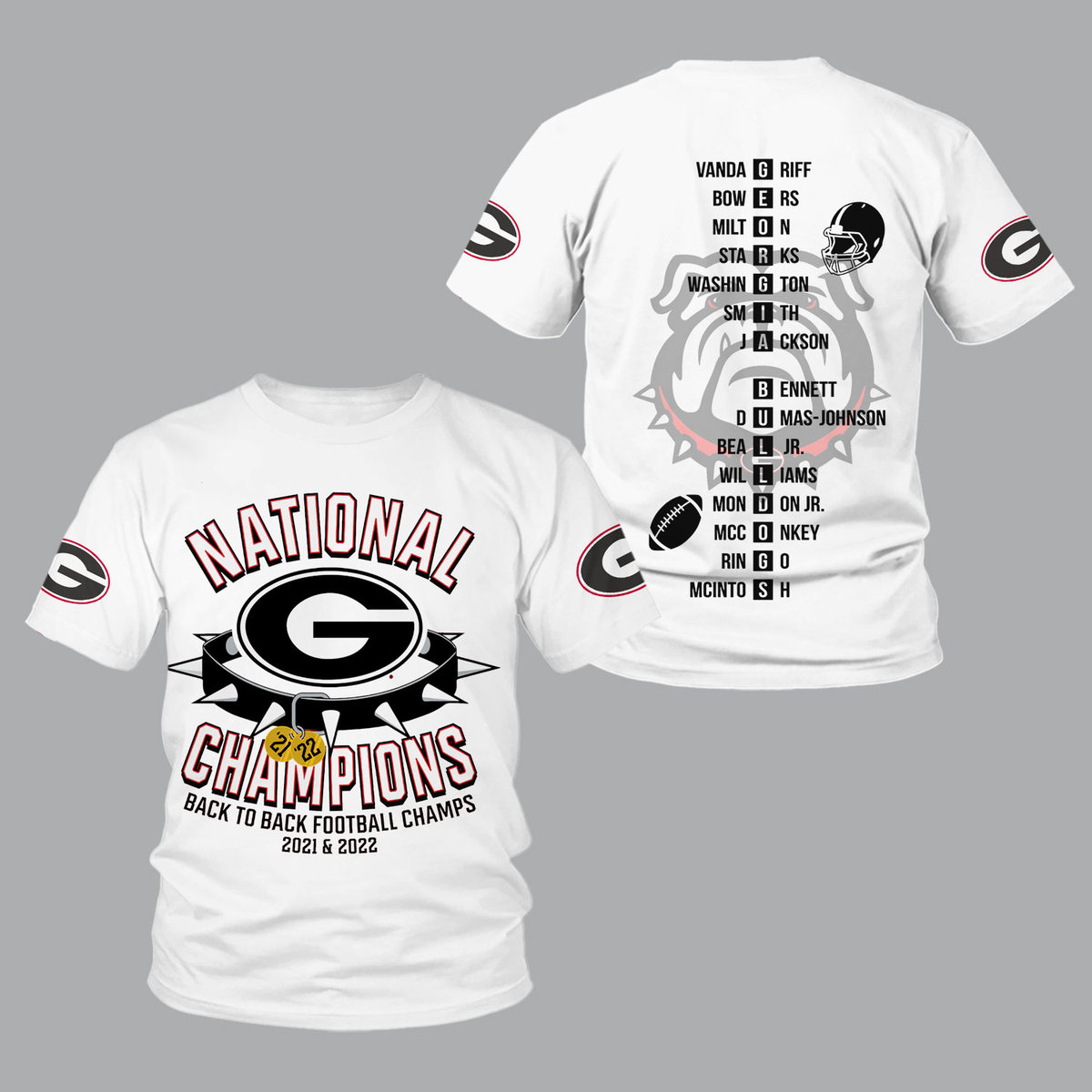 Georgia Bulldogs 2022 National Champions White Shirts - Famjoys Georgia Bulldogs 2022 National Champions White Shirts - Famjoys