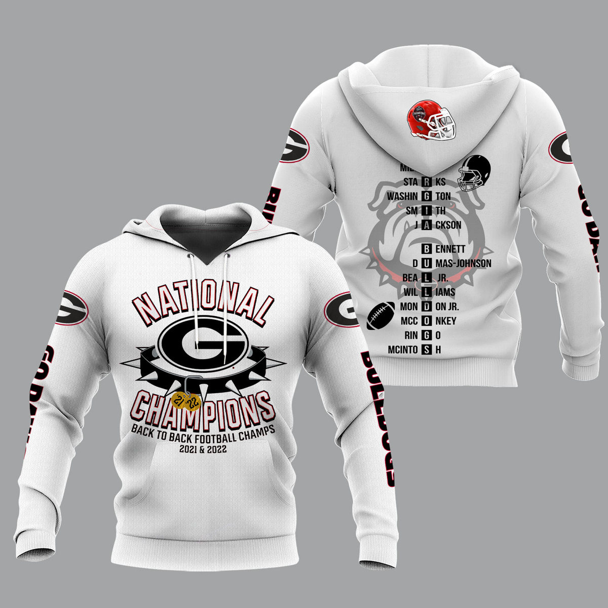 Georgia Bulldogs 2022 National Champions White Shirts - Famjoys Georgia Bulldogs 2022 National Champions White Shirts - Famjoys