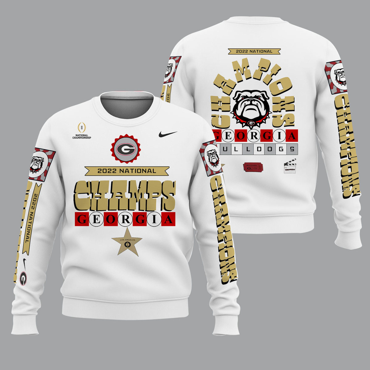 Georgia Bulldogs 2022 National Champions White Shirts - v5 - Famjoys Georgia Bulldogs 2022 National Champions White Shirts - v5 - Famjoys