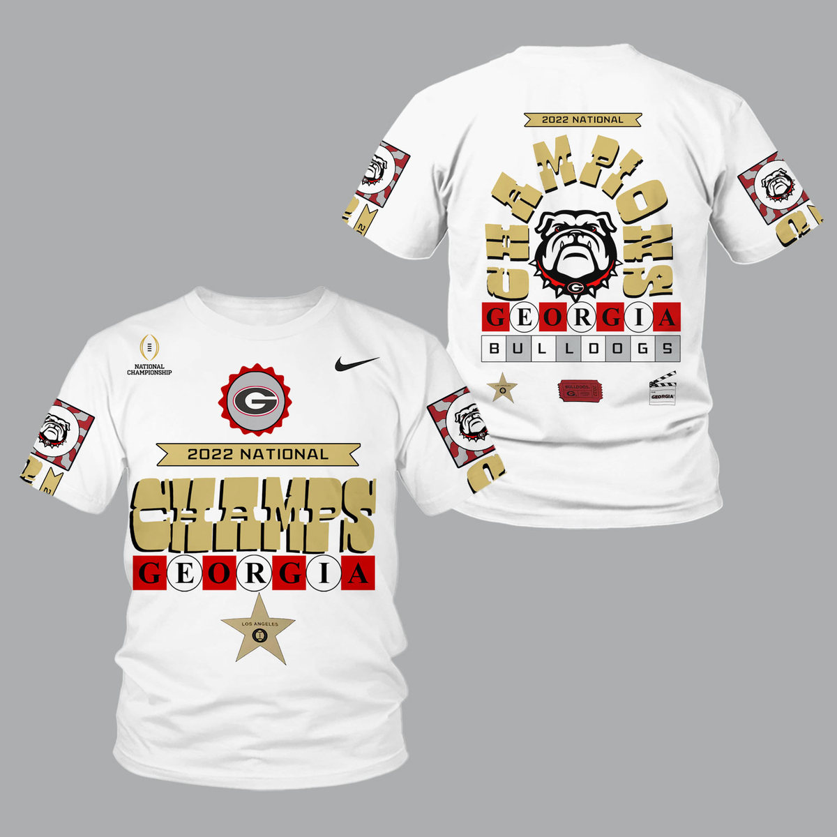 Georgia Bulldogs 2022 National Champions White Shirts - v5 - Famjoys Georgia Bulldogs 2022 National Champions White Shirts - v5 - Famjoys