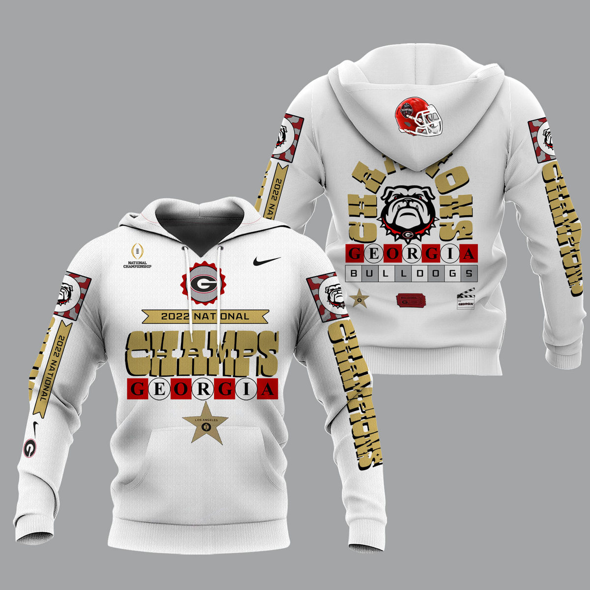 Georgia Bulldogs 2022 National Champions White Shirts - v5 - Famjoys Georgia Bulldogs 2022 National Champions White Shirts - v5 - Famjoys
