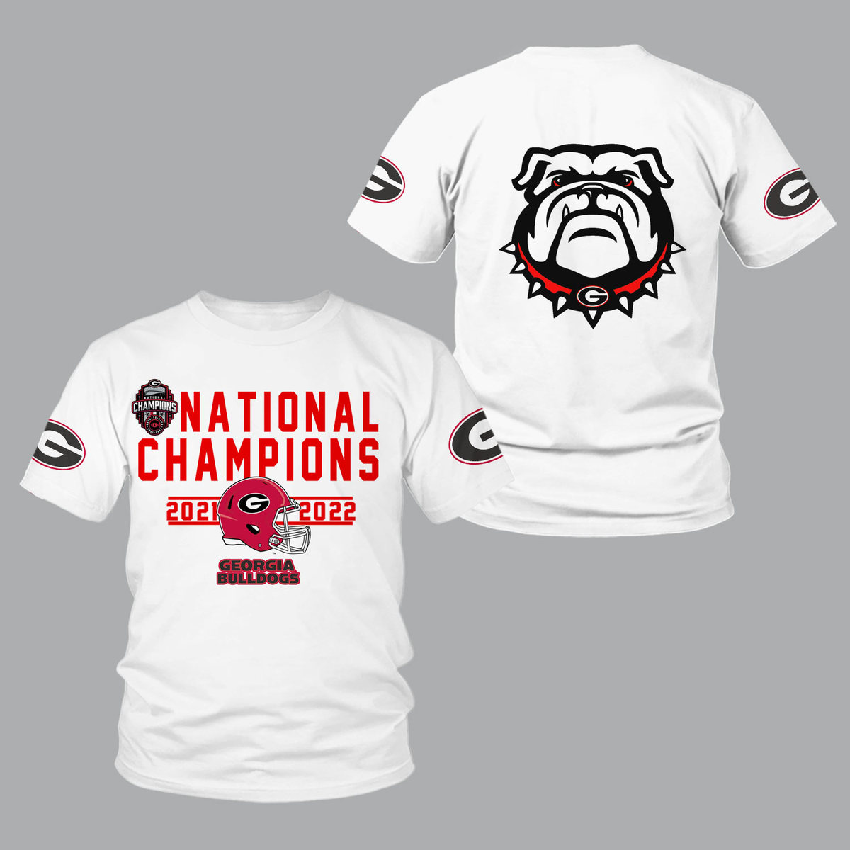 Georgia Bulldogs 2022 National Champions White Shirts - v9 - Famjoys Georgia Bulldogs 2022 National Champions White Shirts - v9 - Famjoys