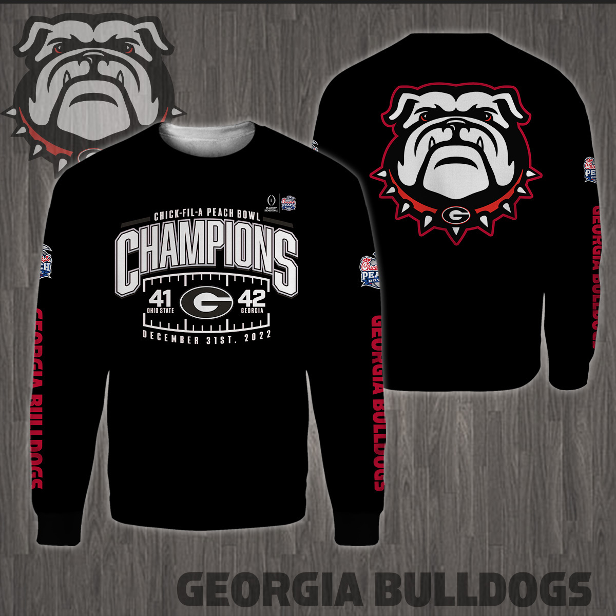 Georgia Bulldogs 2022 Peach Bowl Champions - Famjoys Georgia Bulldogs 2022 Peach Bowl Champions - Famjoys