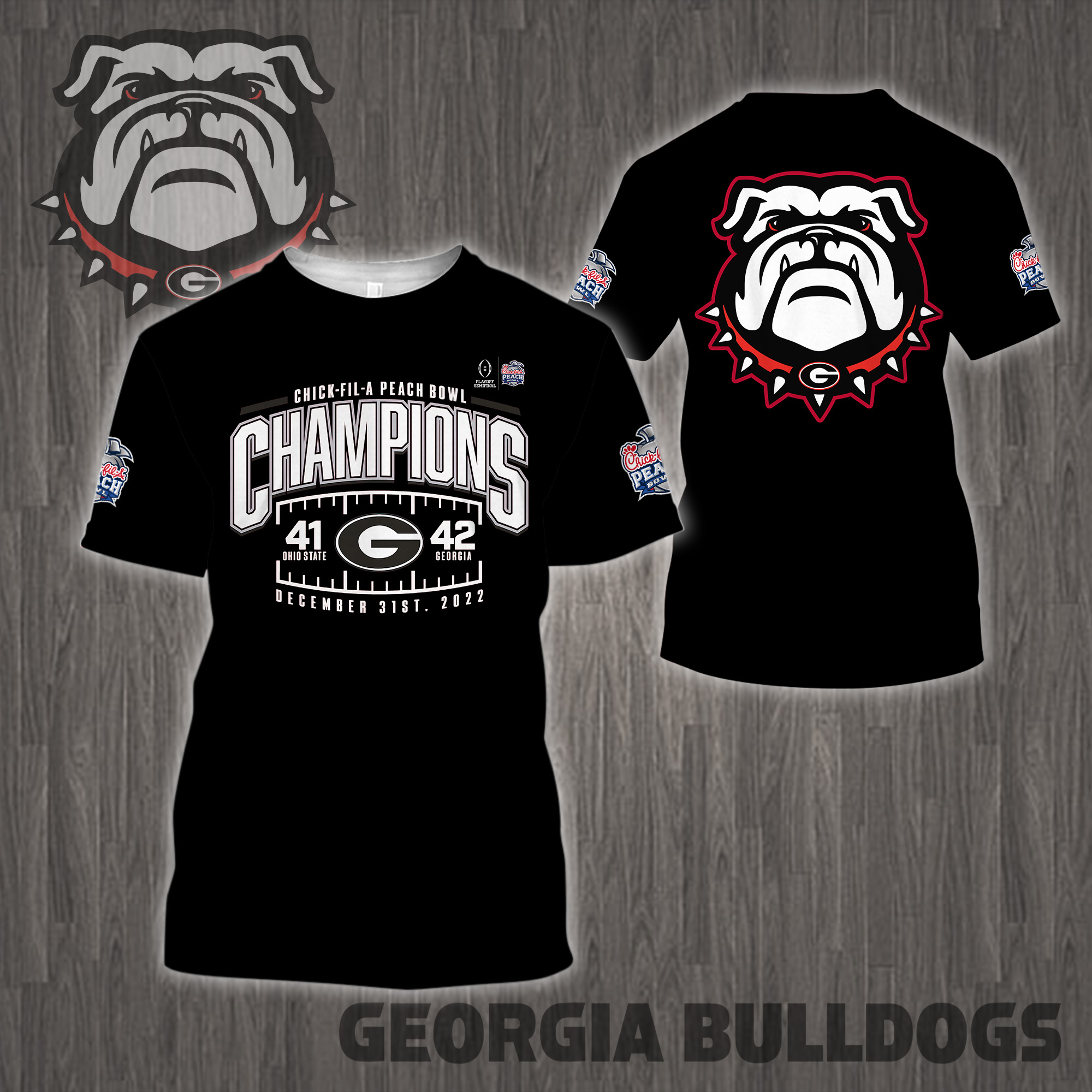 Georgia Bulldogs 2022 Peach Bowl Champions - Famjoys Georgia Bulldogs 2022 Peach Bowl Champions - Famjoys