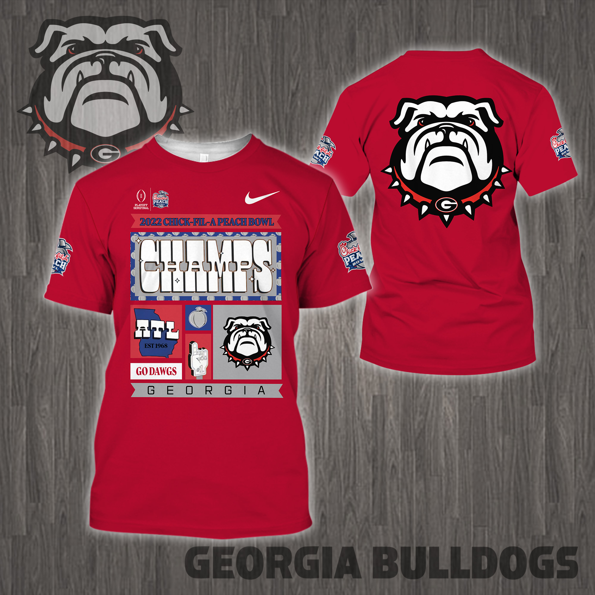 Georgia Bulldogs 2022 Peach Bowl Champions - Famjoys Georgia Bulldogs 2022 Peach Bowl Champions - Famjoys