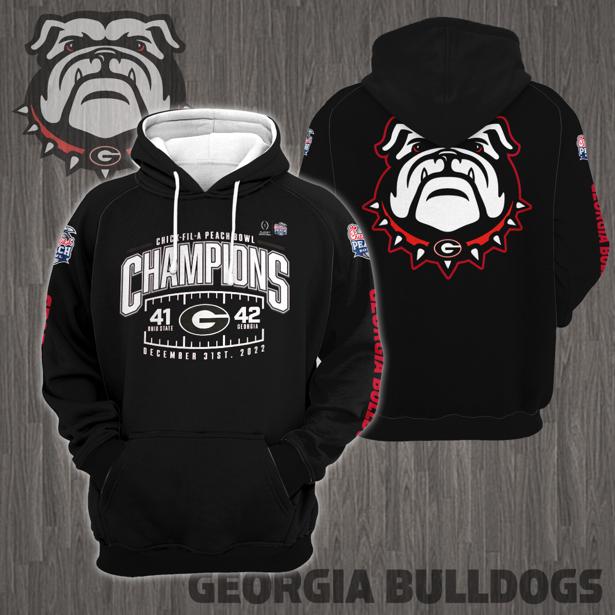 Georgia Bulldogs 2022 Peach Bowl Champions - Famjoys Georgia Bulldogs 2022 Peach Bowl Champions - Famjoys
