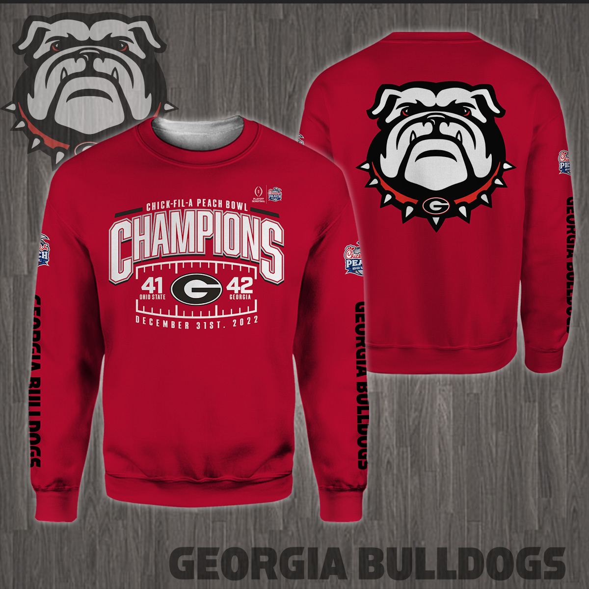 Georgia Bulldogs 2022 Peach Bowl Champions - Famjoys Georgia Bulldogs 2022 Peach Bowl Champions - Famjoys