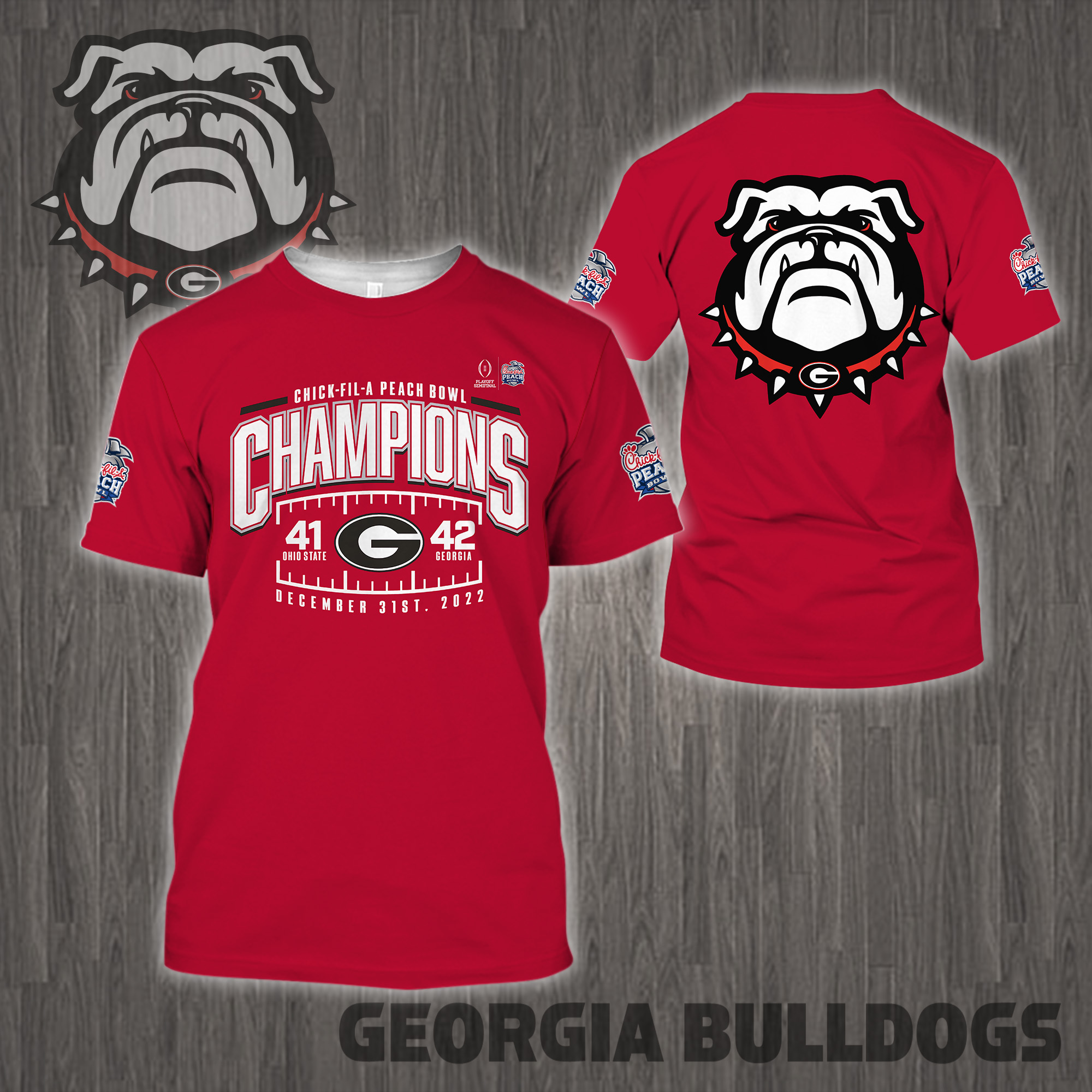 Georgia Bulldogs 2022 Peach Bowl Champions - Famjoys Georgia Bulldogs 2022 Peach Bowl Champions - Famjoys