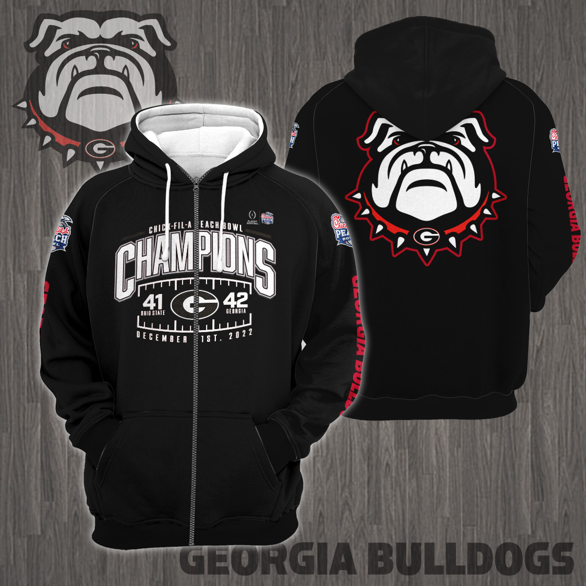 Georgia Bulldogs 2022 Peach Bowl Champions - Famjoys Georgia Bulldogs 2022 Peach Bowl Champions - Famjoys