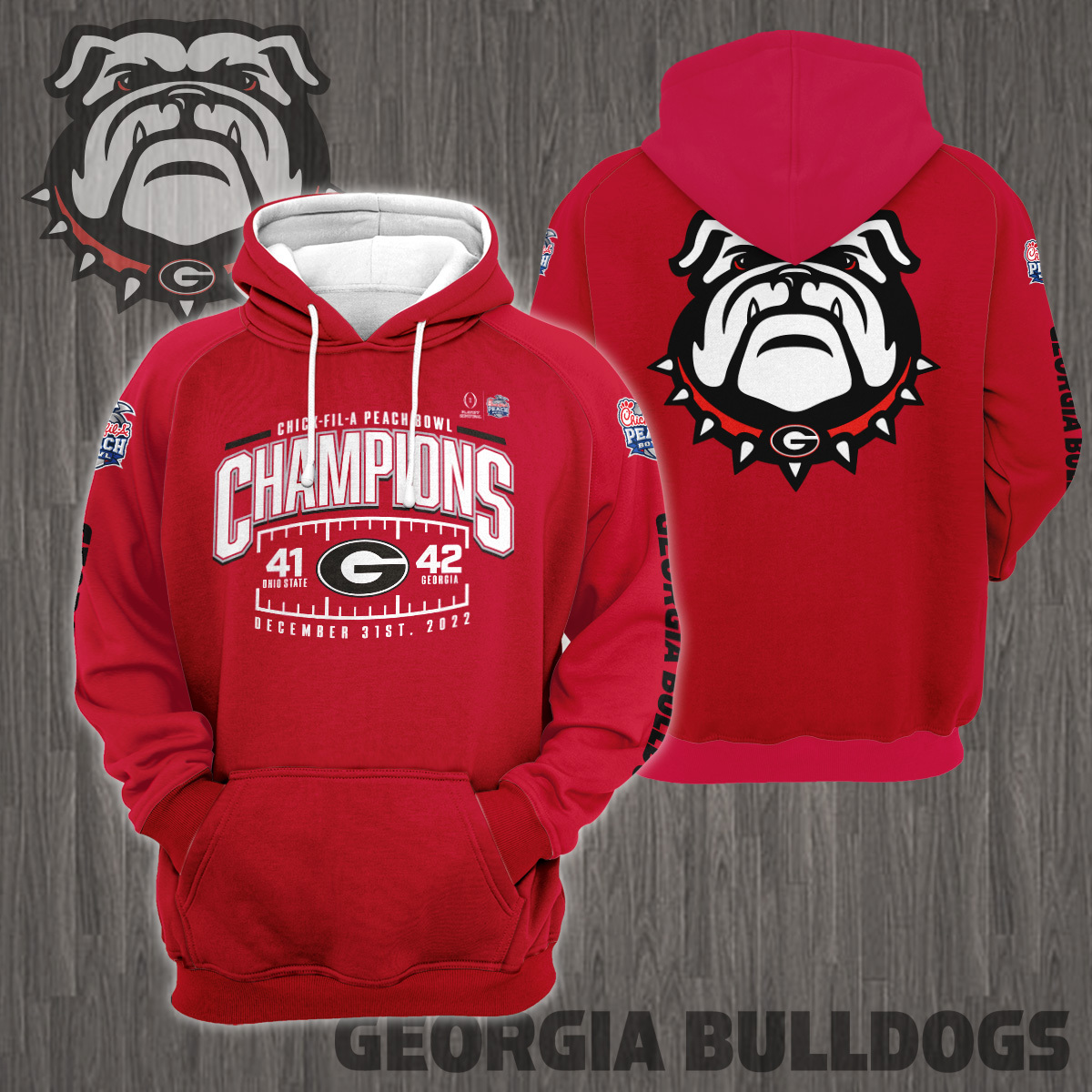 Georgia Bulldogs 2022 Peach Bowl Champions - Famjoys Georgia Bulldogs 2022 Peach Bowl Champions - Famjoys