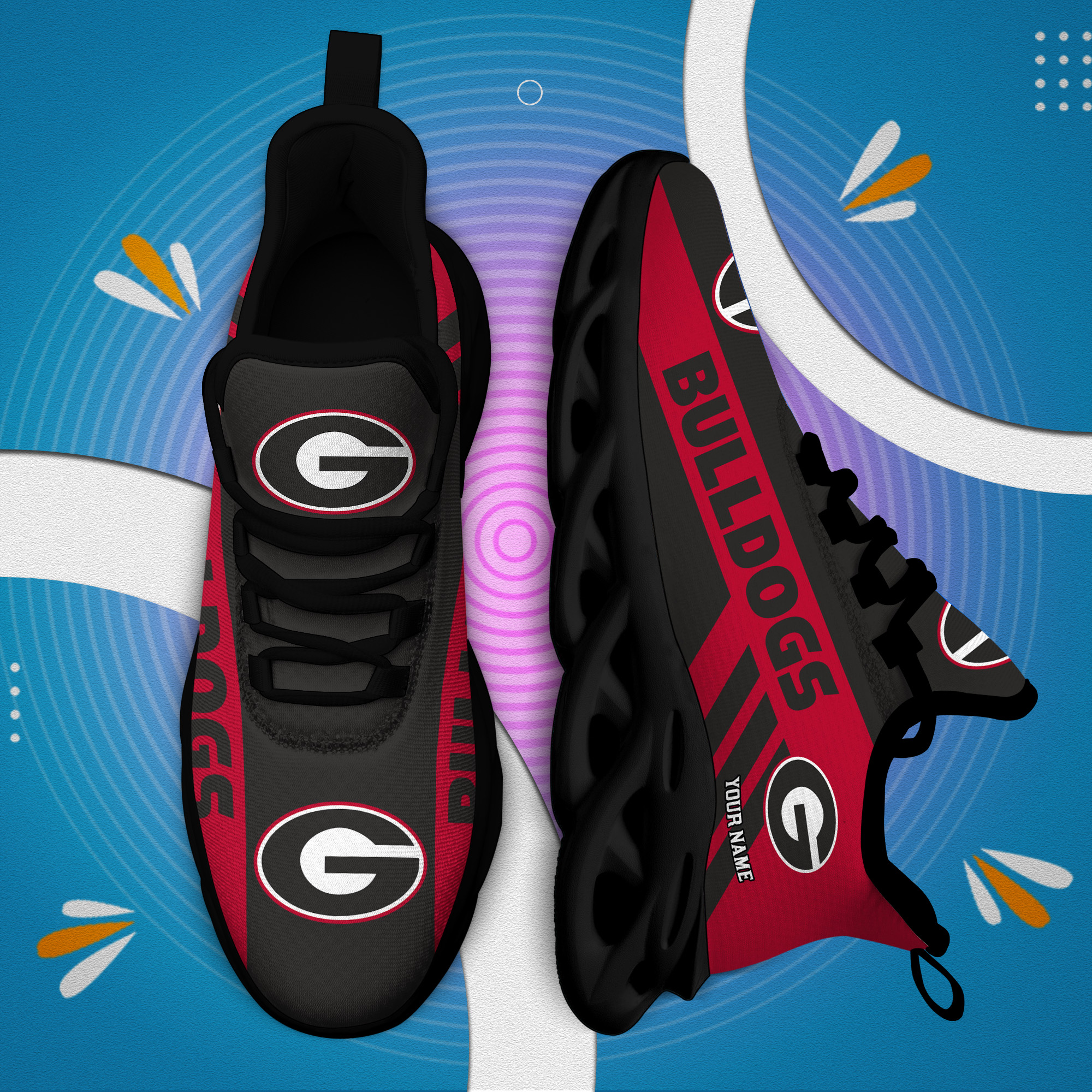 Georgia Bulldogs Custom Name PERSONALIZED MAX SOUL SHOES DS004 - Famjoys Georgia Bulldogs Custom Name PERSONALIZED MAX SOUL SHOES DS004 - Famjoys