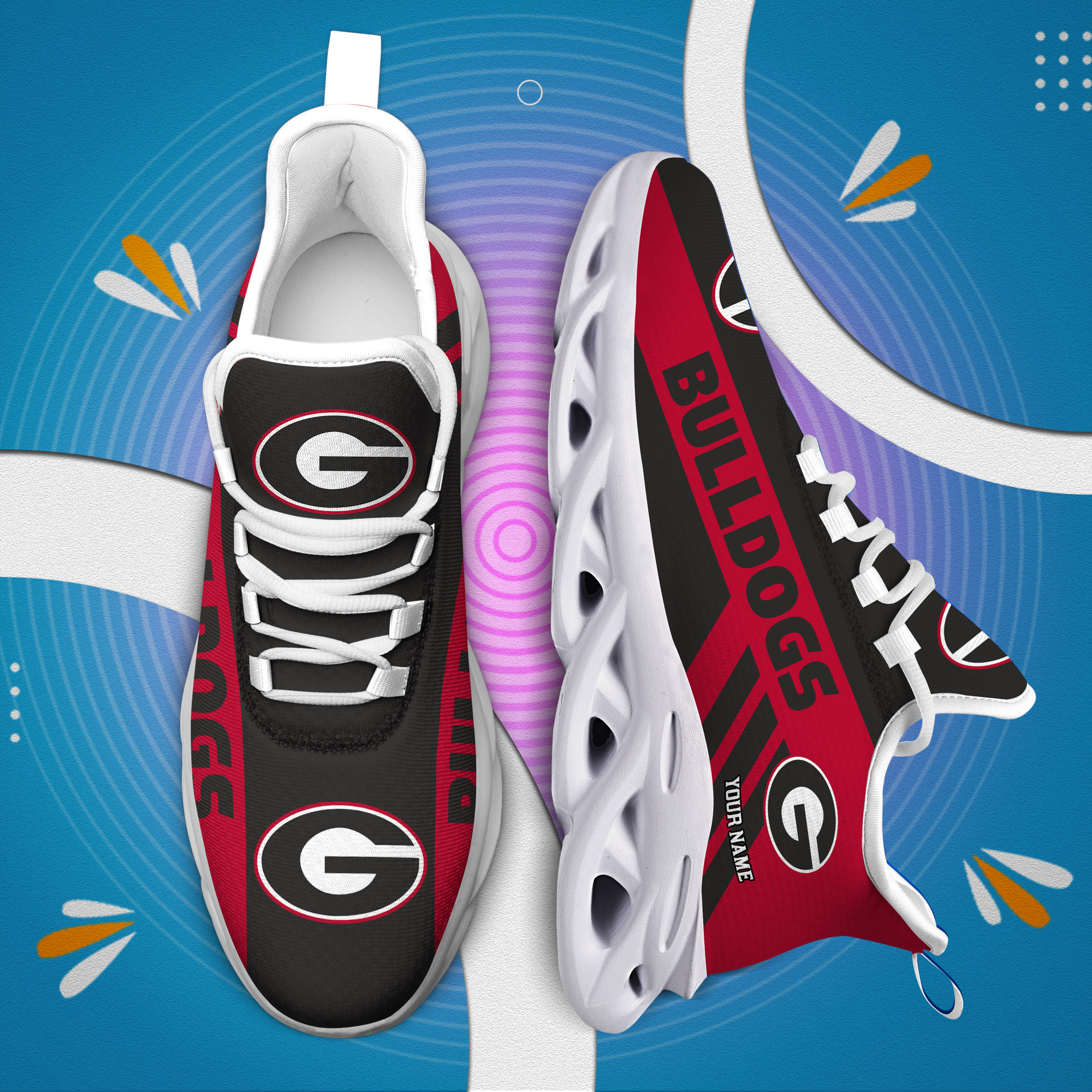 Georgia Bulldogs Custom Name PERSONALIZED MAX SOUL SHOES DS004 - Famjoys Georgia Bulldogs Custom Name PERSONALIZED MAX SOUL SHOES DS004 - Famjoys