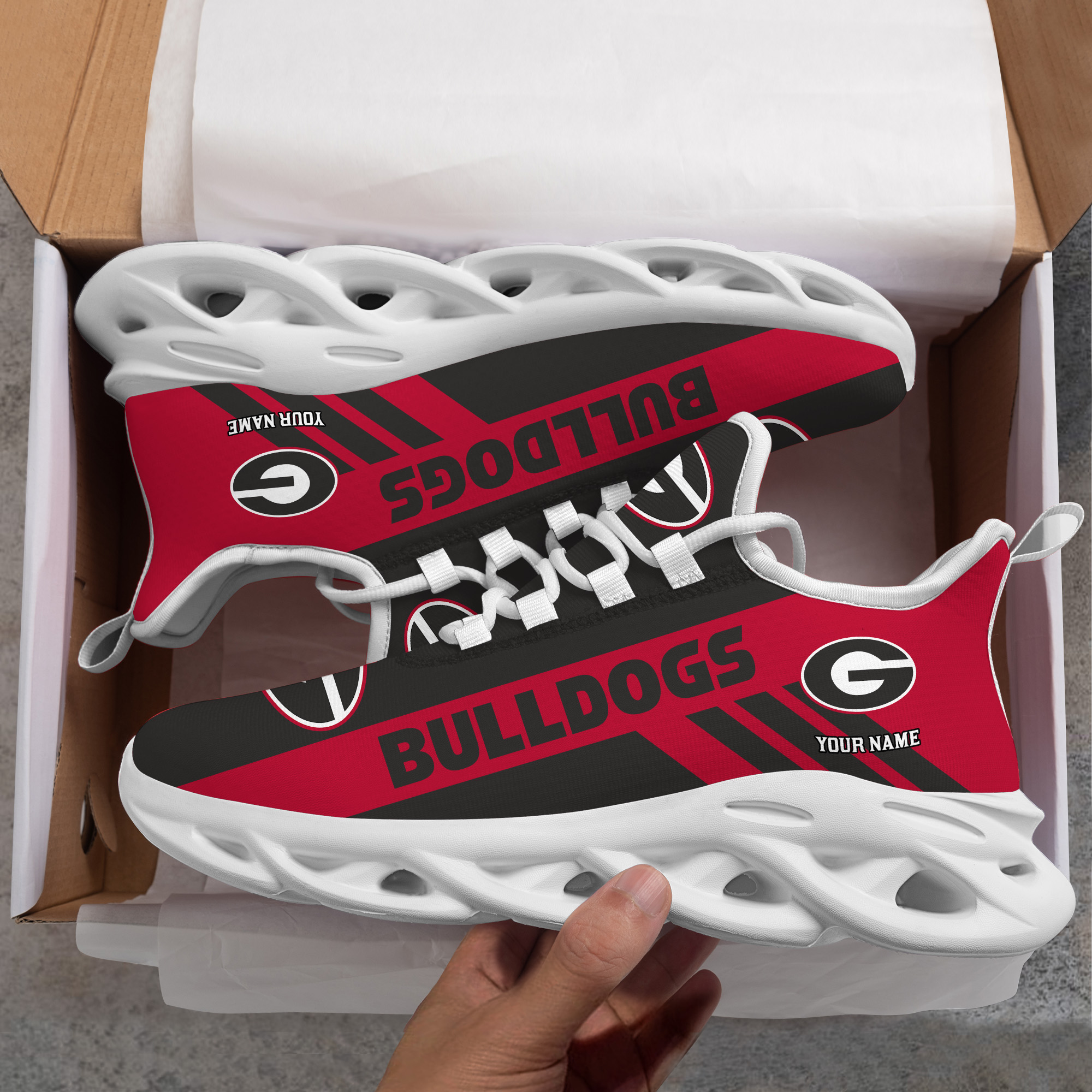 Georgia Bulldogs Custom Name PERSONALIZED MAX SOUL SHOES DS004 - Famjoys Georgia Bulldogs Custom Name PERSONALIZED MAX SOUL SHOES DS004 - Famjoys